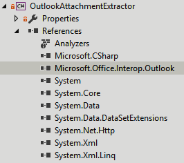 adding the Microsoft.Office.Interop.Outlook assembly reference in visual studio