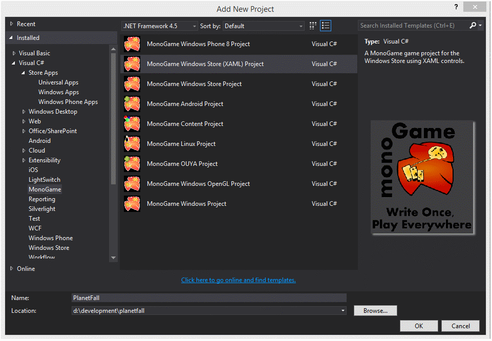 Creating a Monogame Application for Windows Phone with Visual Studio