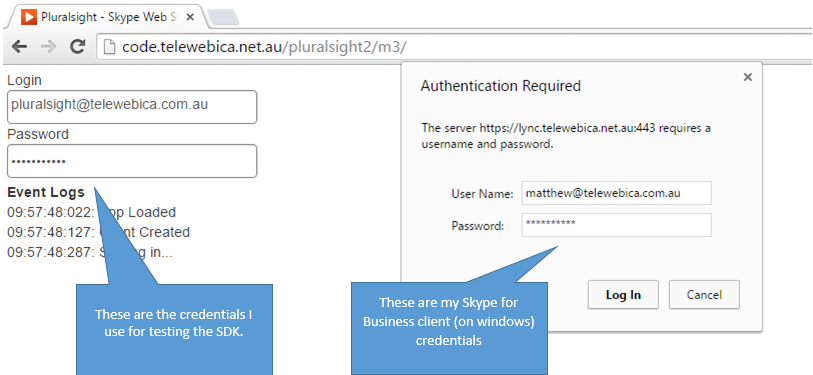 Authentication mis-match with Skype Web SDK and client app