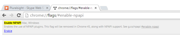 NPAPI configuration or settings in Chrome for Lync and Skype Web Plugin
